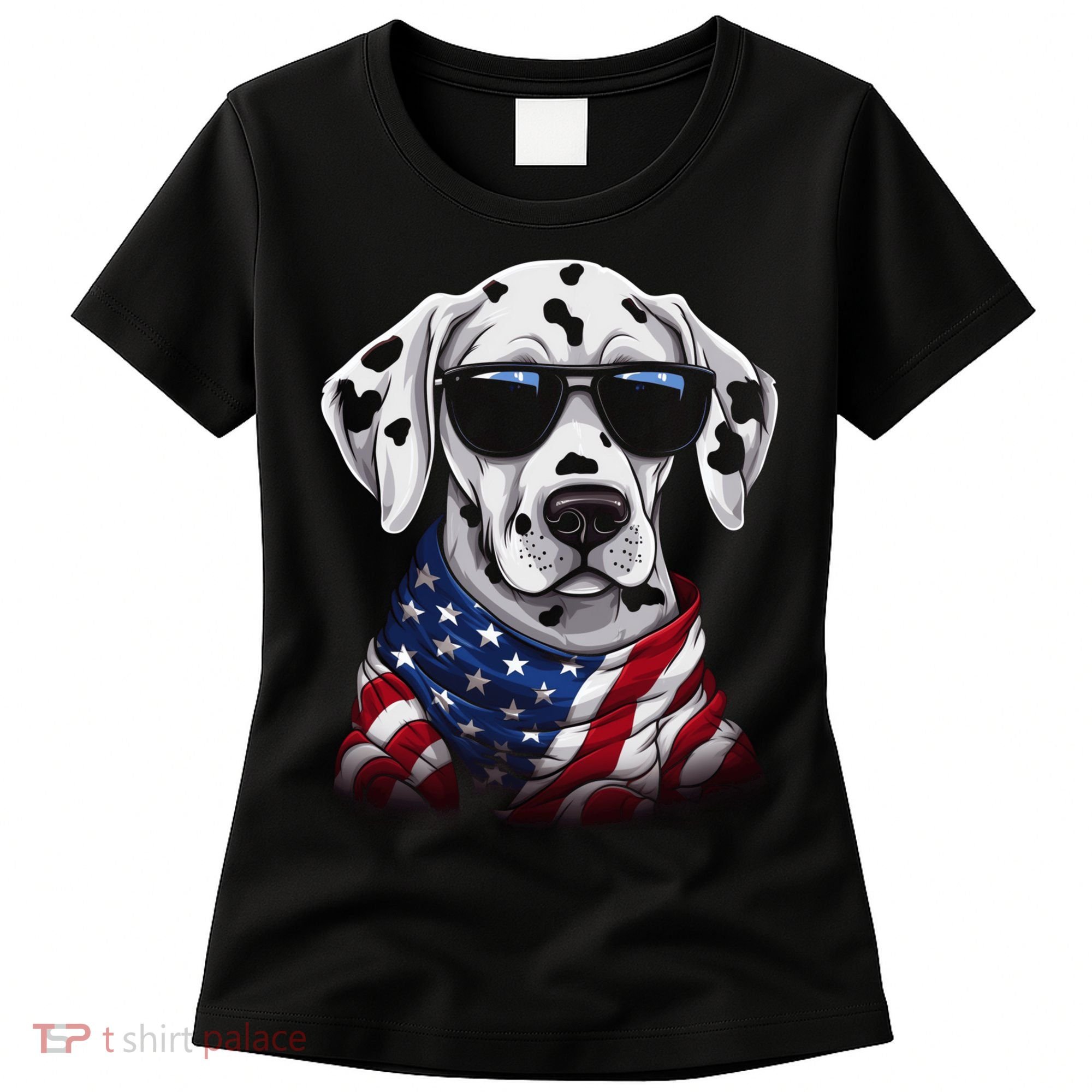 Dalmatian American Flag USA Tee 4th July Gifts Graphic Tees Women's T-Shirt