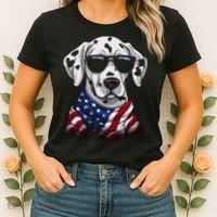 Dalmatian American Flag USA Tee 4th July Gifts Graphic Tees Women's T-Shirt thumb 2