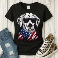 Dalmatian American Flag USA Tee 4th July Gifts Graphic Tees Women's T-Shirt thumb 3