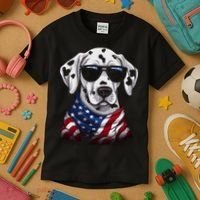 Dalmatian American Flag USA Tee 4th July Gifts Graphic Tees Kids T-Shirt thumb 3