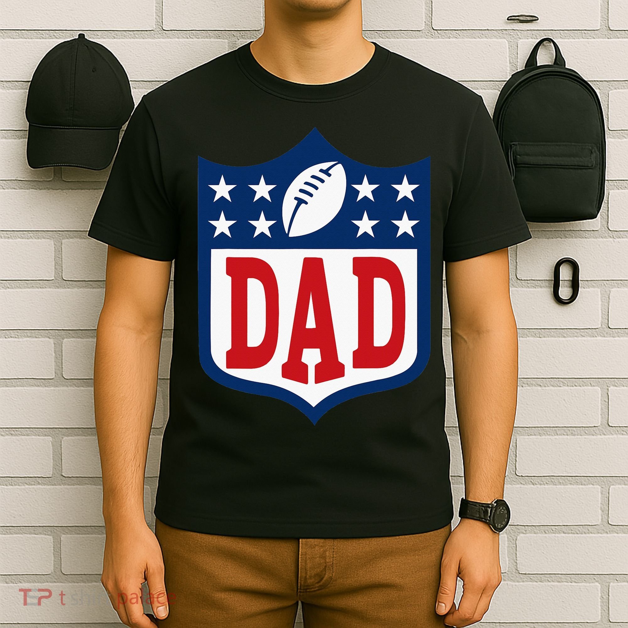 Dad American Football Happy Birthday Family Matching Retro T-Shirt