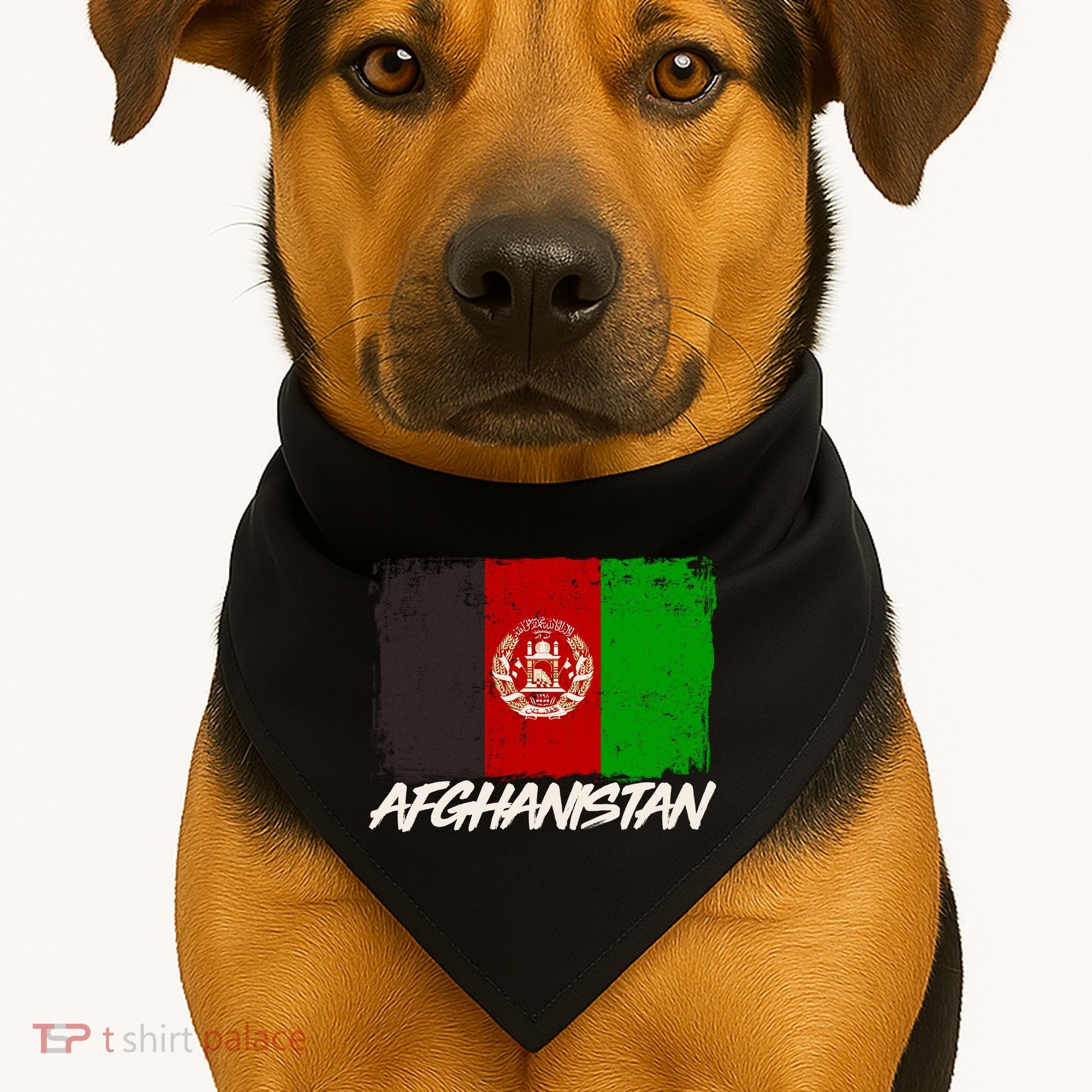 Distressed Afghanistan Flag USA-Made Doggie Bandana