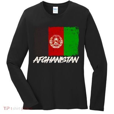 Distressed Afghanistan Flag Women's Long Sleeve Shirt