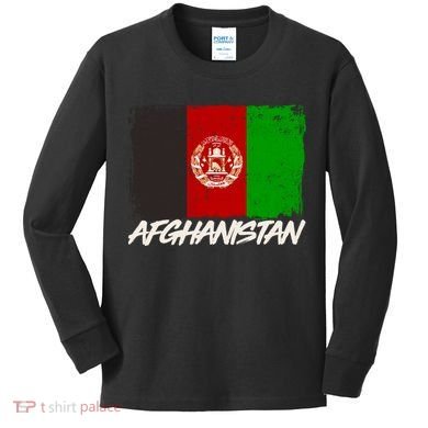 Distressed Afghanistan Flag Kids Long Sleeve Shirt