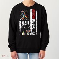 Distressed American Flag Autism Big Brother Bear Awareness  Women's Sweatshirt thumb 0