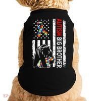 Distressed American Flag Autism Big Brother Bear Awareness  Doggie Tank thumb 0