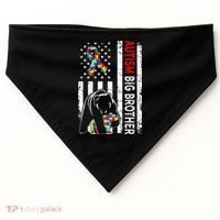 Distressed American Flag Autism Big Brother Bear Awareness  USA-Made Doggie Bandana thumb 0