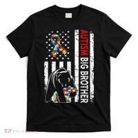 Distressed American Flag Autism Big Brother Bear Awareness  T-Shirt thumb 0