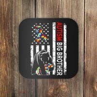 Distressed American Flag Autism Big Brother Bear Awareness  Coaster thumb 0