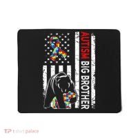 Distressed American Flag Autism Big Brother Bear Awareness  Mousepad thumb 0