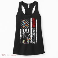 Distressed American Flag Autism Big Brother Bear Awareness  Women's Tank Top thumb 0