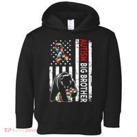 Distressed American Flag Autism Big Brother Bear Awareness  Toddler Hoodie thumb 0