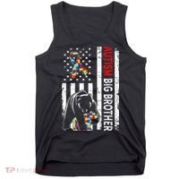 Distressed American Flag Autism Big Brother Bear Awareness  Tank Top thumb 0