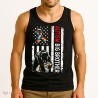 Distressed American Flag Autism Big Brother Bear Awareness  Tank Top thumb 3