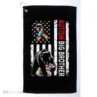 Distressed American Flag Autism Big Brother Bear Awareness  Golf Towel thumb 0