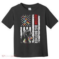 Distressed American Flag Autism Big Brother Bear Awareness  Toddler T-Shirt thumb 0
