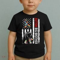 Distressed American Flag Autism Big Brother Bear Awareness  Toddler T-Shirt thumb 2