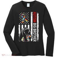 Distressed American Flag Autism Big Brother Bear Awareness  Women's Long Sleeve Shirt thumb 0