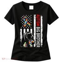 Distressed American Flag Autism Big Brother Bear Awareness  Women's T-Shirt thumb 0
