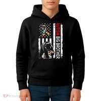 Distressed American Flag Autism Big Brother Bear Awareness  Kids Hoodie thumb 4