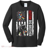 Distressed American Flag Autism Big Brother Bear Awareness  Kids Long Sleeve Shirt thumb 0
