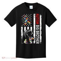 Distressed American Flag Autism Big Brother Bear Awareness  Kids T-Shirt thumb 0