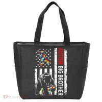Distressed American Flag Autism Big Brother Bear Awareness  Tote Bag thumb 0