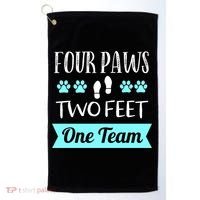 Dog Agility Four Paws Two Feet Team Dog Trainer Gift Golf Towel thumb 0
