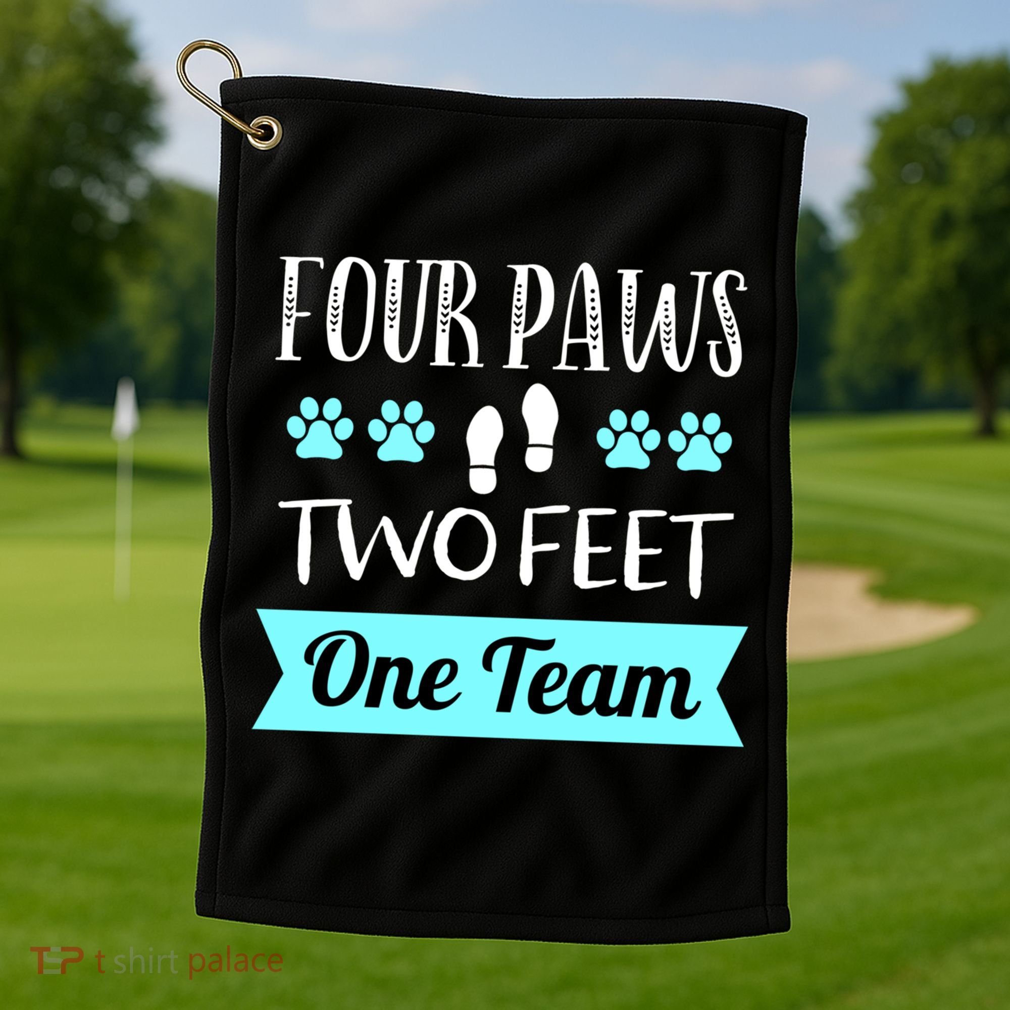 Dog Agility Four Paws Two Feet Team Dog Trainer Gift Golf Towel