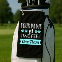 Dog Agility Four Paws Two Feet Team Dog Trainer Gift Golf Towel thumb 2