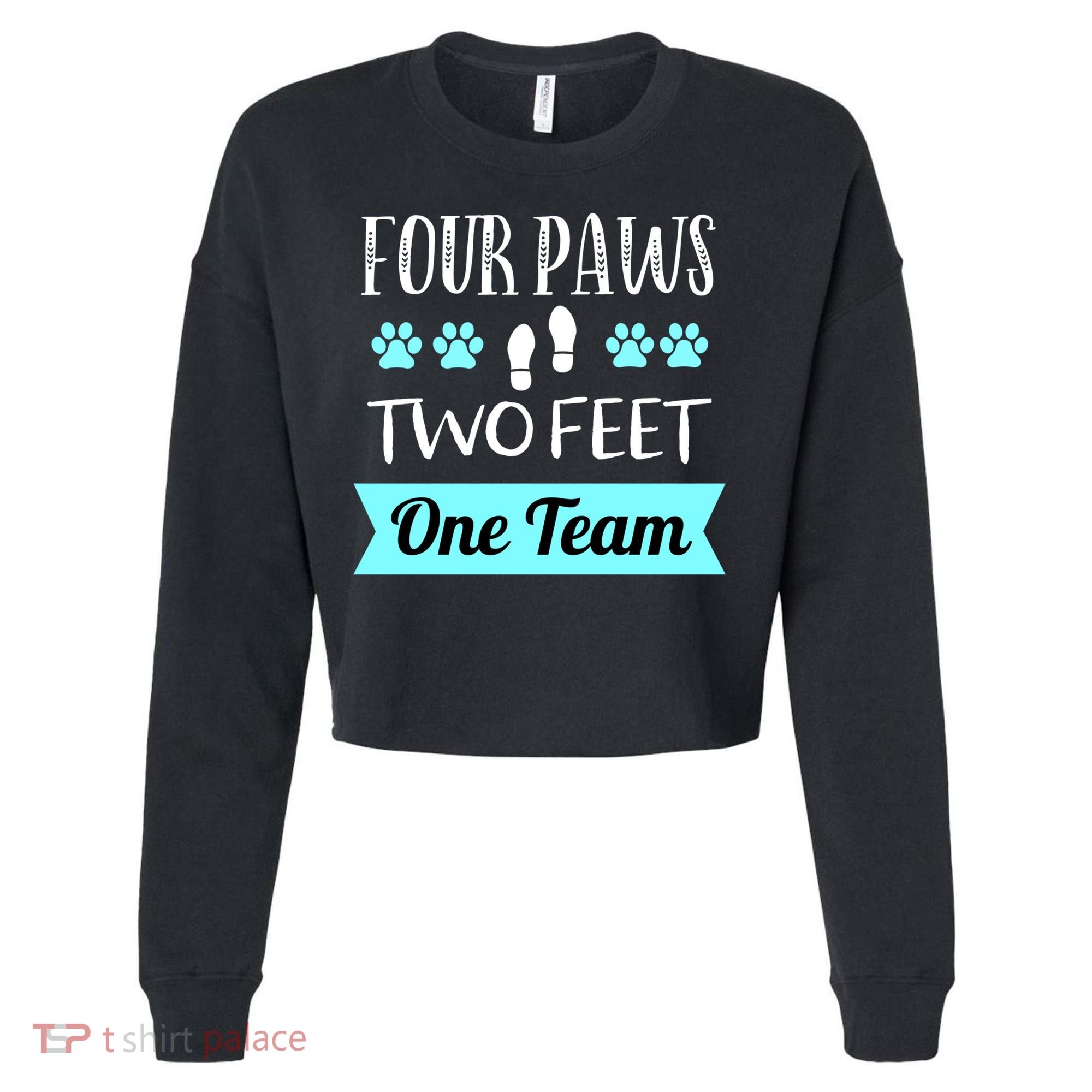 Dog Agility Four Paws Two Feet Team Dog Trainer Gift Cropped Pullover Crew