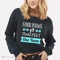 Dog Agility Four Paws Two Feet Team Dog Trainer Gift Cropped Pullover Crew thumb 2