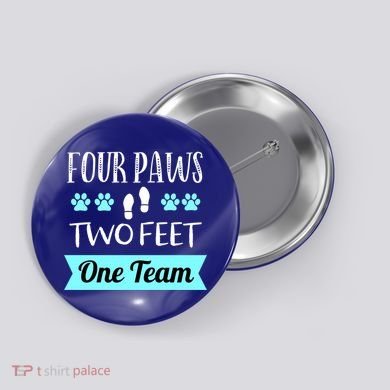 Dog Agility Four Paws Two Feet Team Dog Trainer Gift Button