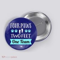 Dog Agility Four Paws Two Feet Team Dog Trainer Gift Button thumb 0