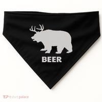 Deer Antlers + Grizzly Bear = Beer Funny Hunting Drinking USA-Made Doggie Bandana thumb 0