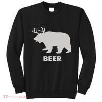 Deer Antlers + Grizzly Bear = Beer Funny Hunting Drinking Sweatshirt thumb 0