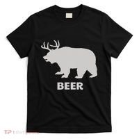 Deer Antlers + Grizzly Bear = Beer Funny Hunting Drinking T-Shirt thumb 0