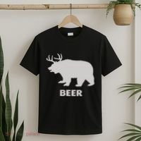 Deer Antlers + Grizzly Bear = Beer Funny Hunting Drinking T-Shirt thumb 2