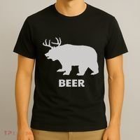 Deer Antlers + Grizzly Bear = Beer Funny Hunting Drinking T-Shirt thumb 3