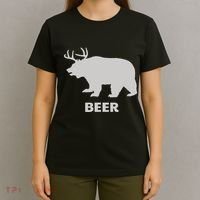 Deer Antlers + Grizzly Bear = Beer Funny Hunting Drinking T-Shirt thumb 4