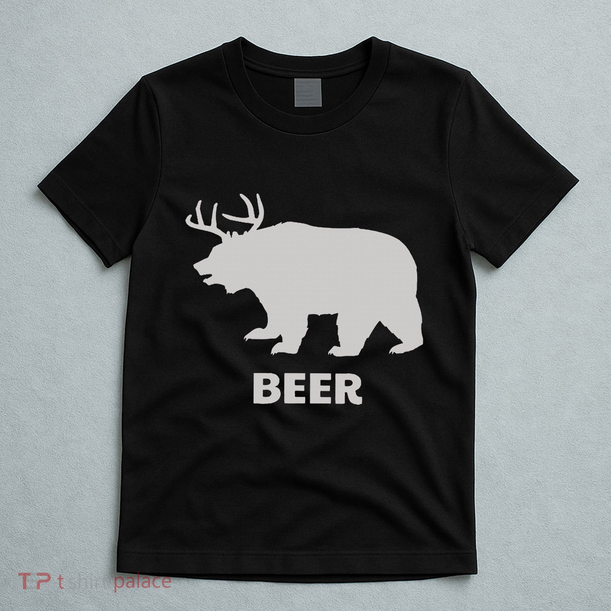 Deer Antlers + Grizzly Bear = Beer Funny Hunting Drinking T-Shirt