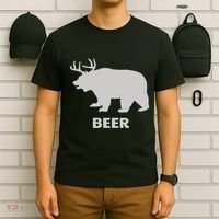 Deer Antlers + Grizzly Bear = Beer Funny Hunting Drinking T-Shirt thumb 6