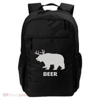 Deer Antlers + Grizzly Bear = Beer Funny Hunting Drinking Backpack thumb 0