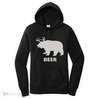 Deer Antlers + Grizzly Bear = Beer Funny Hunting Drinking Women's Hoodie thumb 0