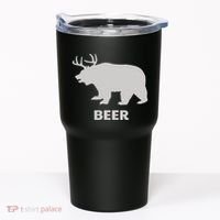 Deer Antlers + Grizzly Bear = Beer Funny Hunting Drinking Tumbler thumb 0