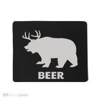 Deer Antlers + Grizzly Bear = Beer Funny Hunting Drinking Mousepad thumb 0