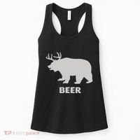 Deer Antlers + Grizzly Bear = Beer Funny Hunting Drinking Women's Tank Top thumb 0