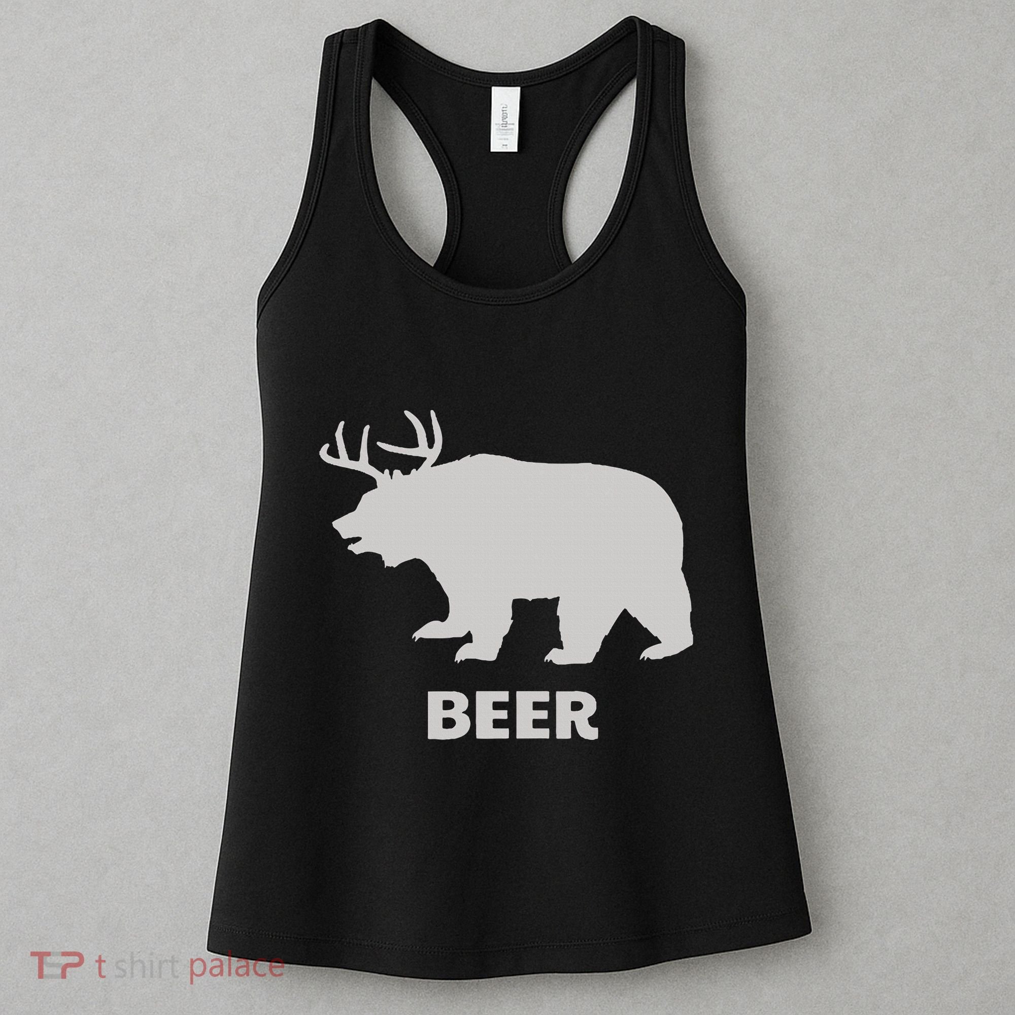 Deer Antlers + Grizzly Bear = Beer Funny Hunting Drinking Women's Tank Top