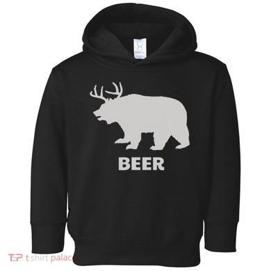 Deer Antlers + Grizzly Bear = Beer Funny Hunting Drinking Toddler Hoodie