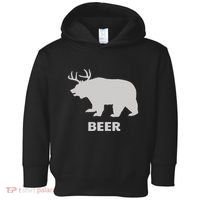 Deer Antlers + Grizzly Bear = Beer Funny Hunting Drinking Toddler Hoodie thumb 0